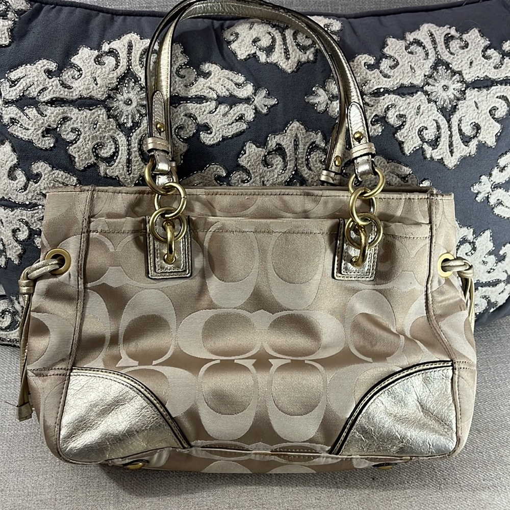 Coach Gold Metallic Colette Signature Canvas Shoulder Bag - Picture 4 of 16